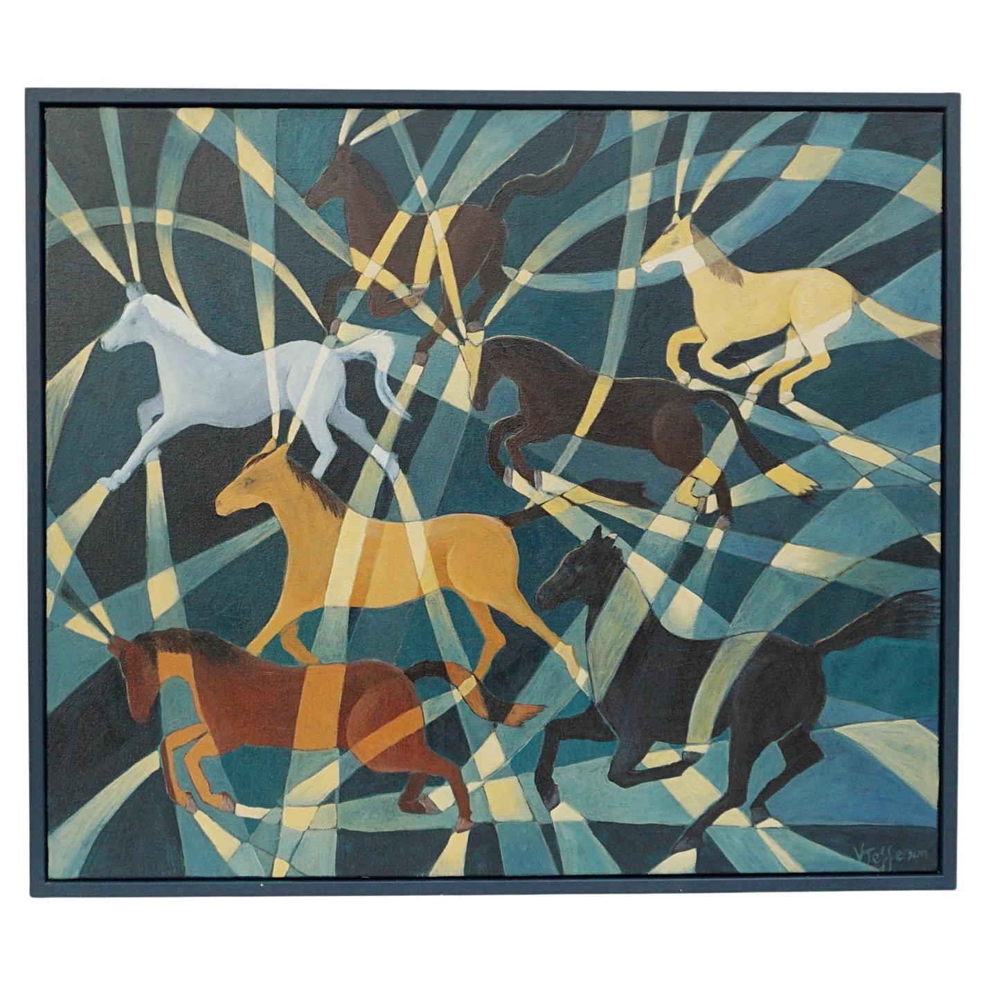 'Wild Horses by Vera Jefferson Contemporary Oil on Canvas