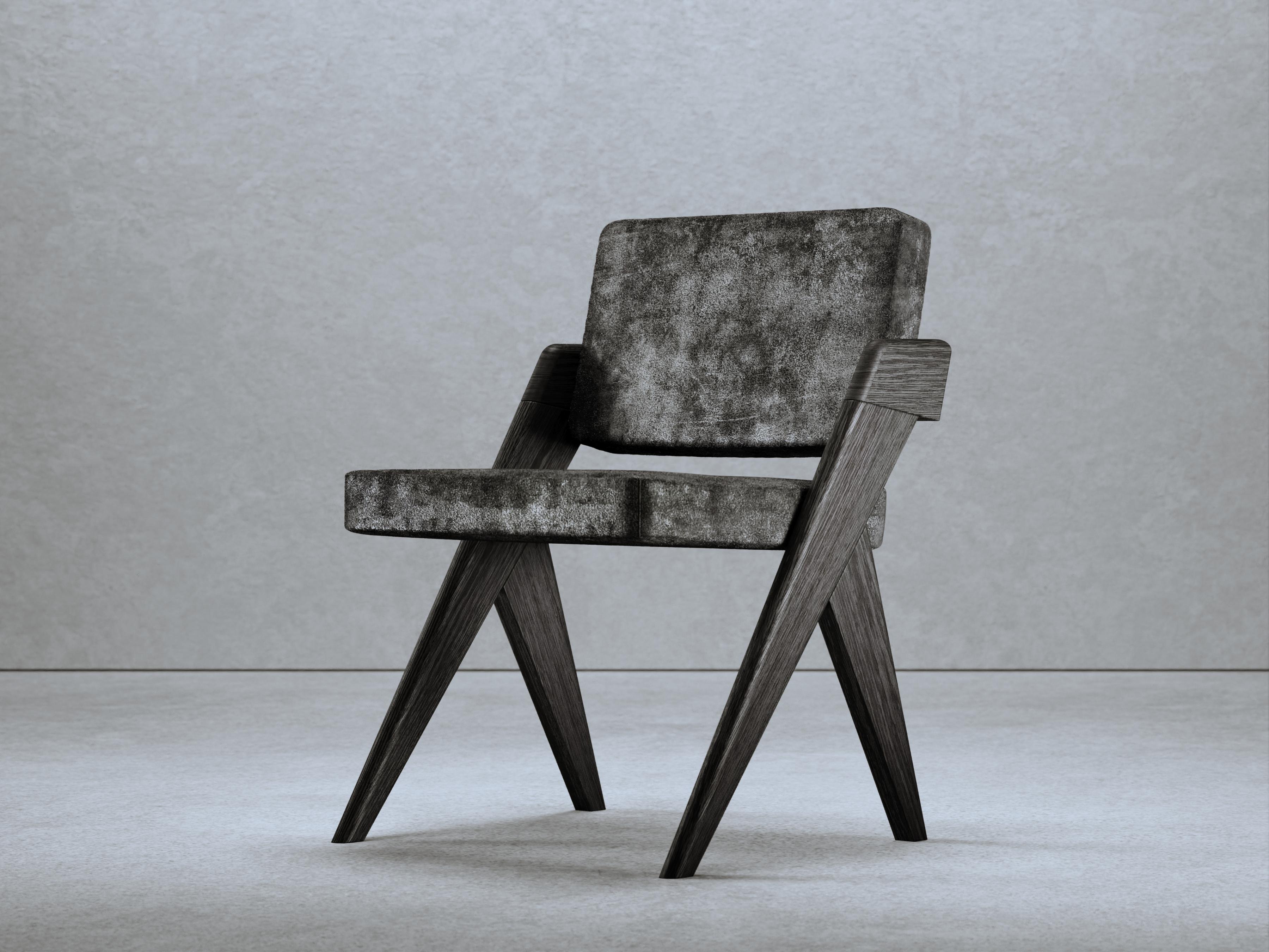 Wild Leather Souvenir Chair by Gio Pagani
Dimensions: D 55 x W 50 x H 88 cm. SH: 48 cm.
Materials: Black elm wood and black wild leather.

In a fluid society capable of mixing infinite social and cultural varieties, the nostalgic search for reworked