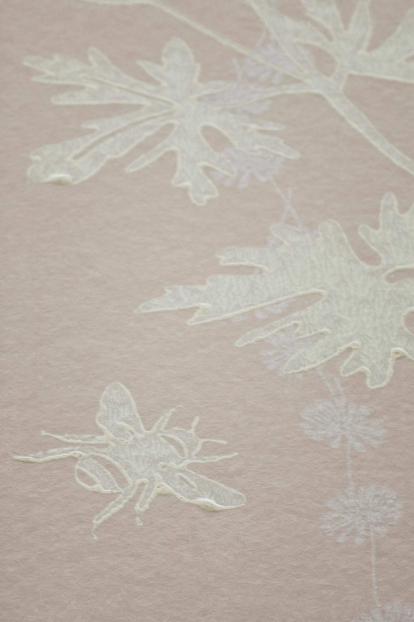 British 'Wild Meadow' Contemporary, Traditional Wallpaper in Plaster For Sale