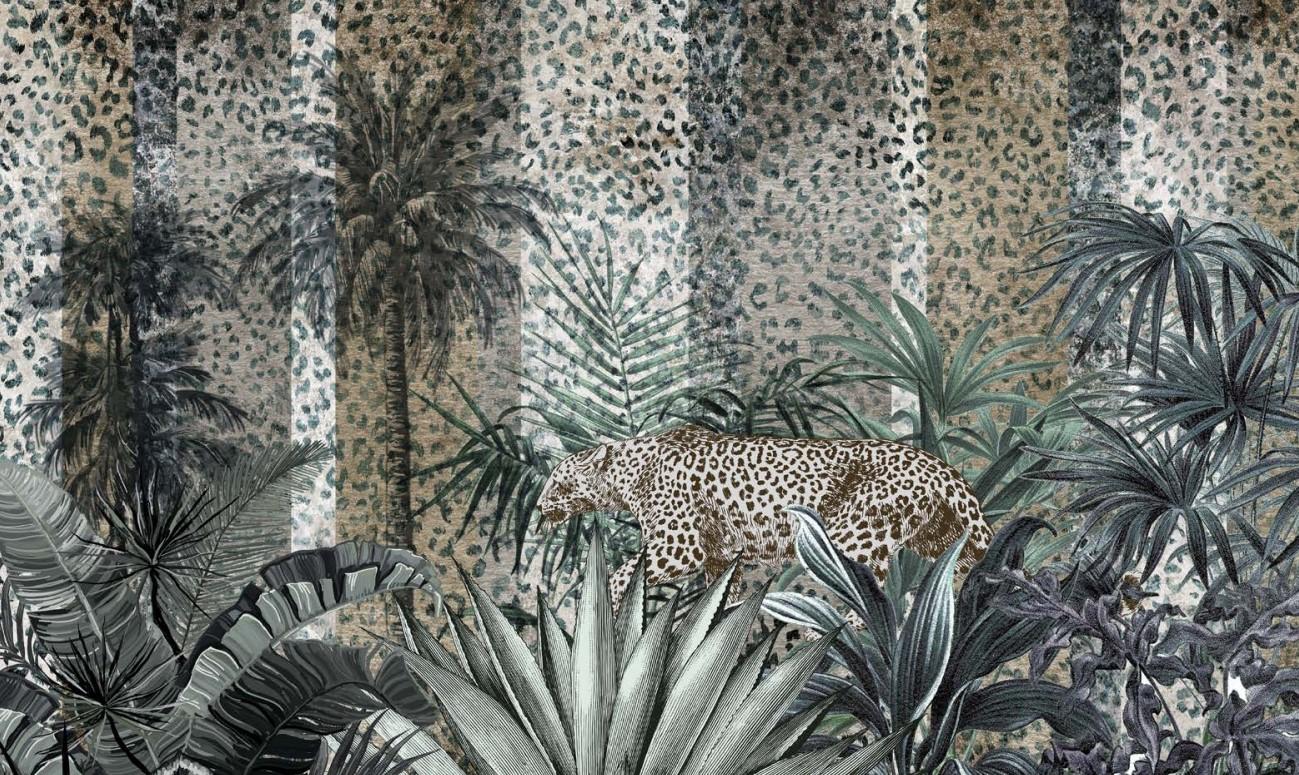 Modern Wild Nature Leopard Wall Paper in Fabric also suitable for wet area  For Sale
