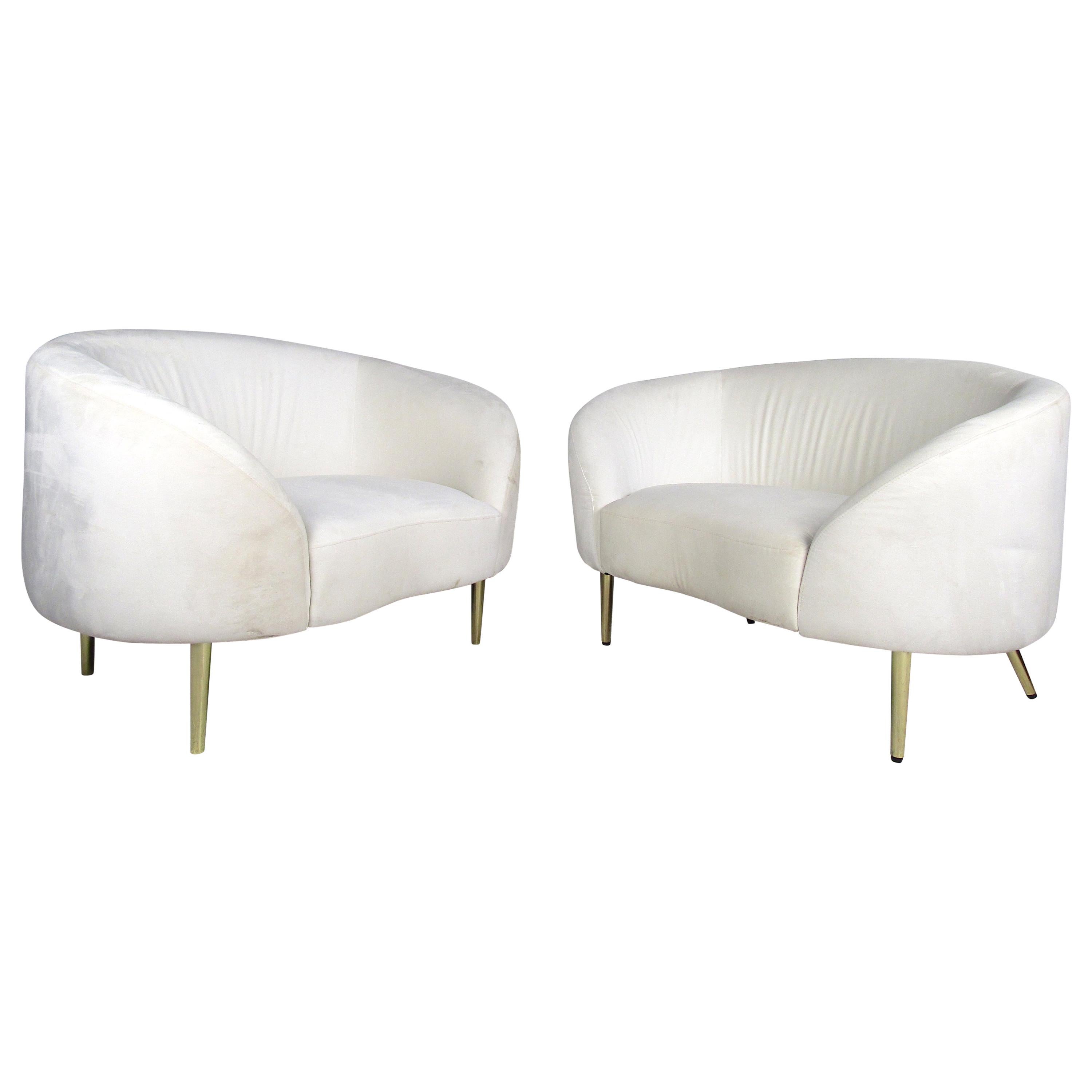 Wild Pair of White Italian Club Chairs For Sale