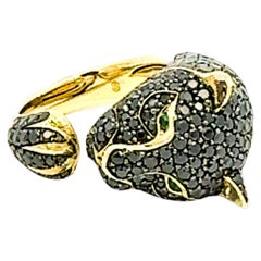 Wild Panther Smaragd Schwarz Diamant Gelb 18K Exklusiv Gold