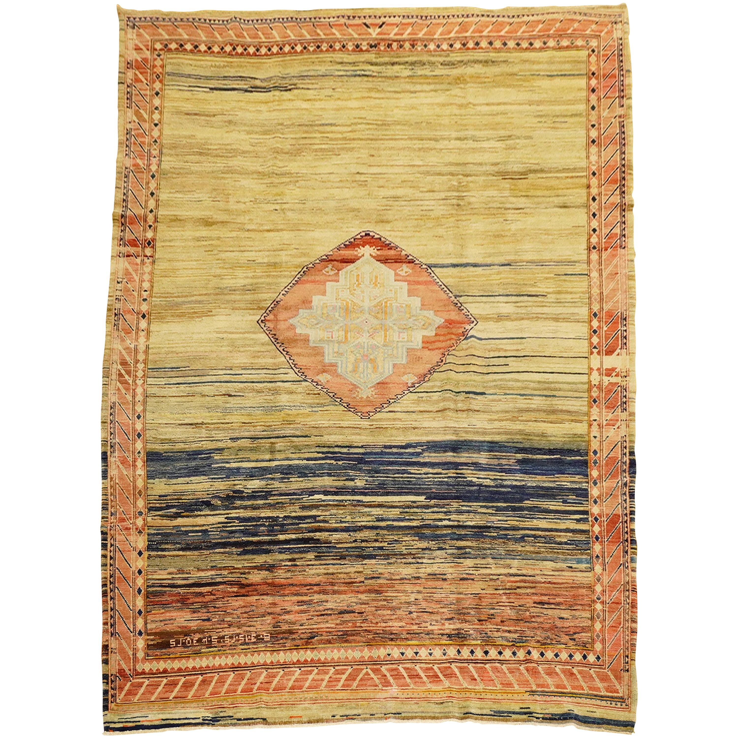 Wild Quirky Room Size Turkish Rug, Mid-20th Century For Sale