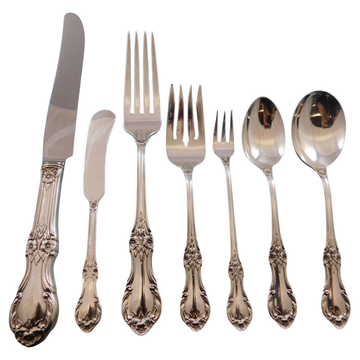 Wild Rose by International Sterling Silver Cubiertos Servicio 12 Set 90 piezas Cena