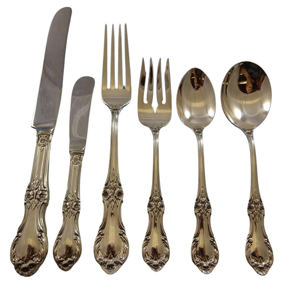Service de couverts Wild Rose by International Sterling Silver 38 Pieces en vente