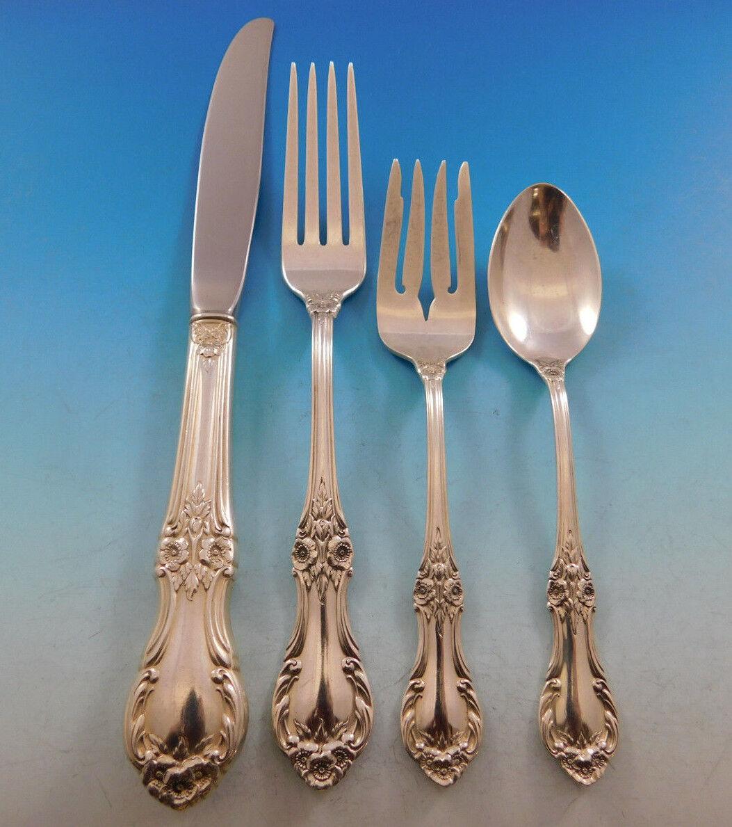 Juego de cubiertos Wild Rose by International Sterling Silver 12 Servicios 48 piezas en venta 1
