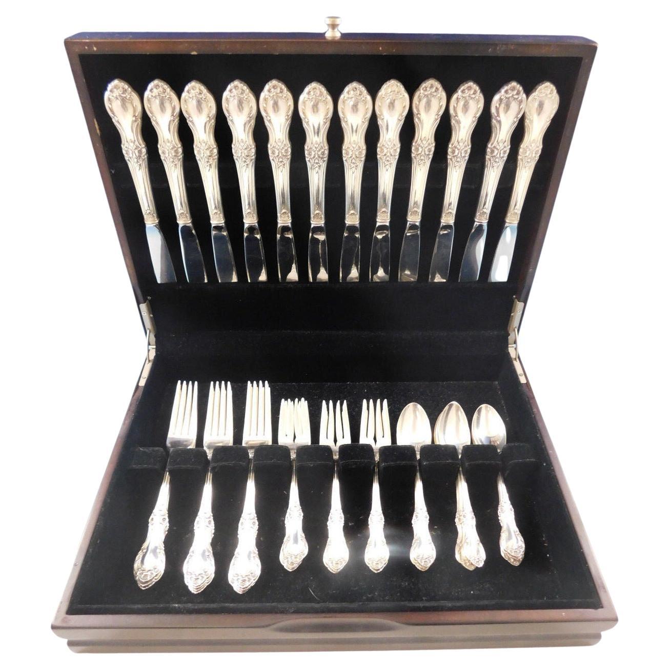 Juego de cubiertos Wild Rose by International Sterling Silver 12 Servicios 48 piezas