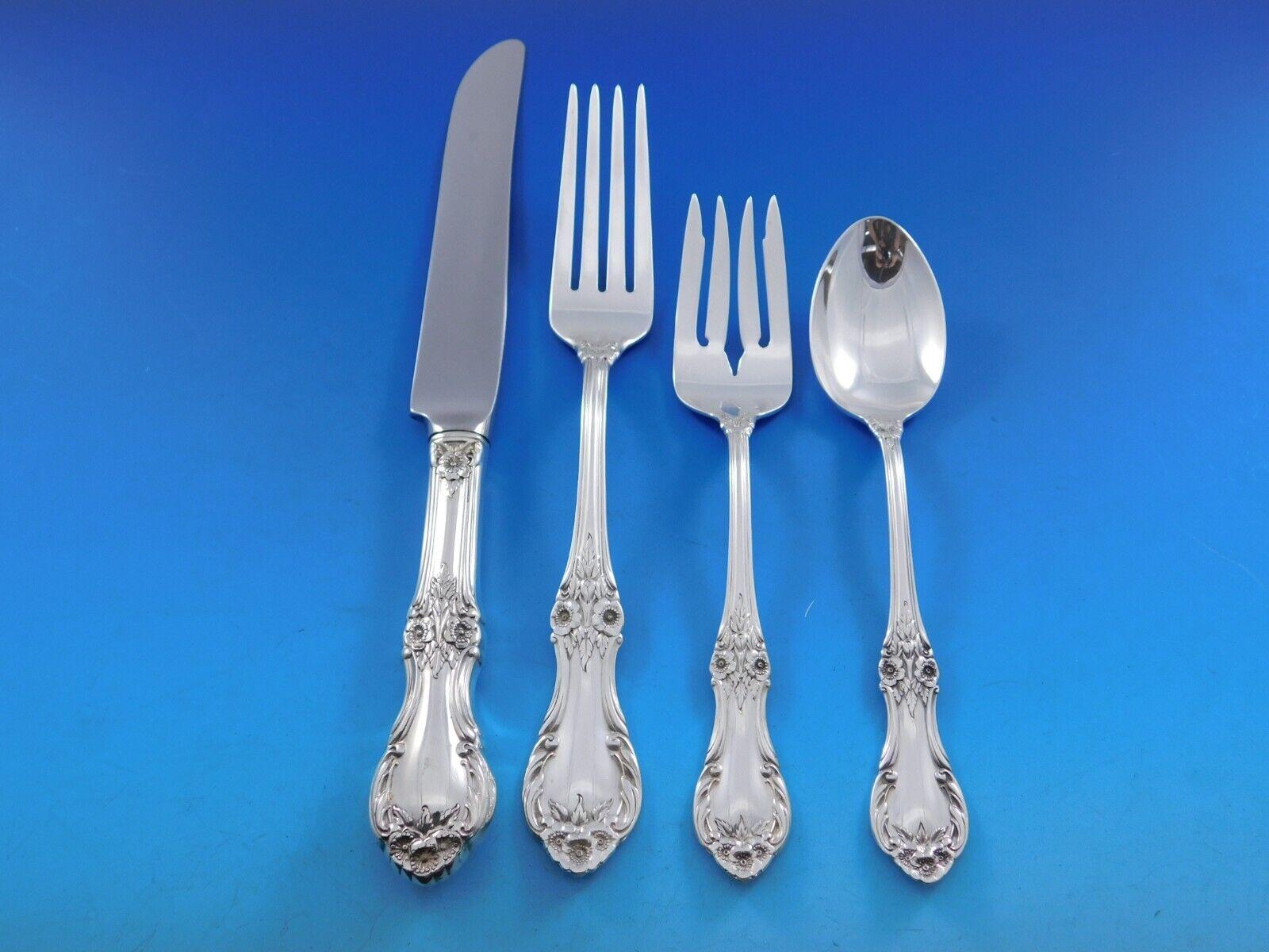 Wild Rose by International Sterling Silver Besteckset 8 Service 52 Pieces im Zustand „Hervorragend“ im Angebot in Big Bend, WI