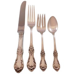 Ensemble de couverts en argent sterling Wild Rose par International pour 8 personnes 32 pièces