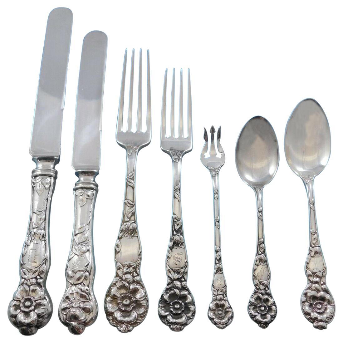 Wild Rose by Watson Sterling Silver Flatware Set 12 Service 101 Pieces Dinner