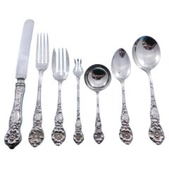 Used Wild Rose by Watson Sterling Silver Flatware Set Service 87 pieces