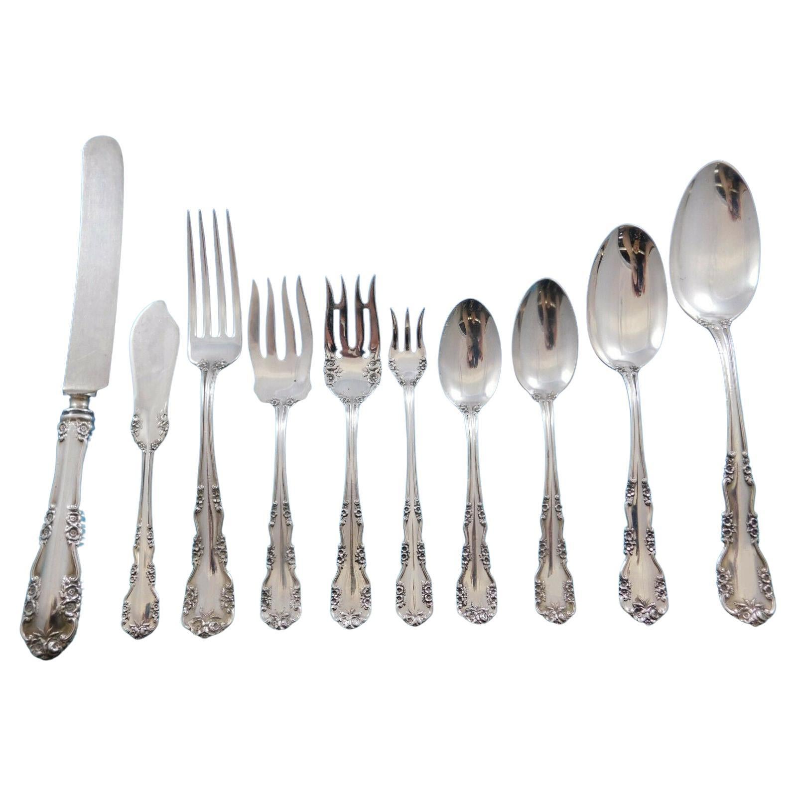 Wild Rose Rosalind Old by International Sterling Silver Flatware Set 142 Pcs Dn For Sale