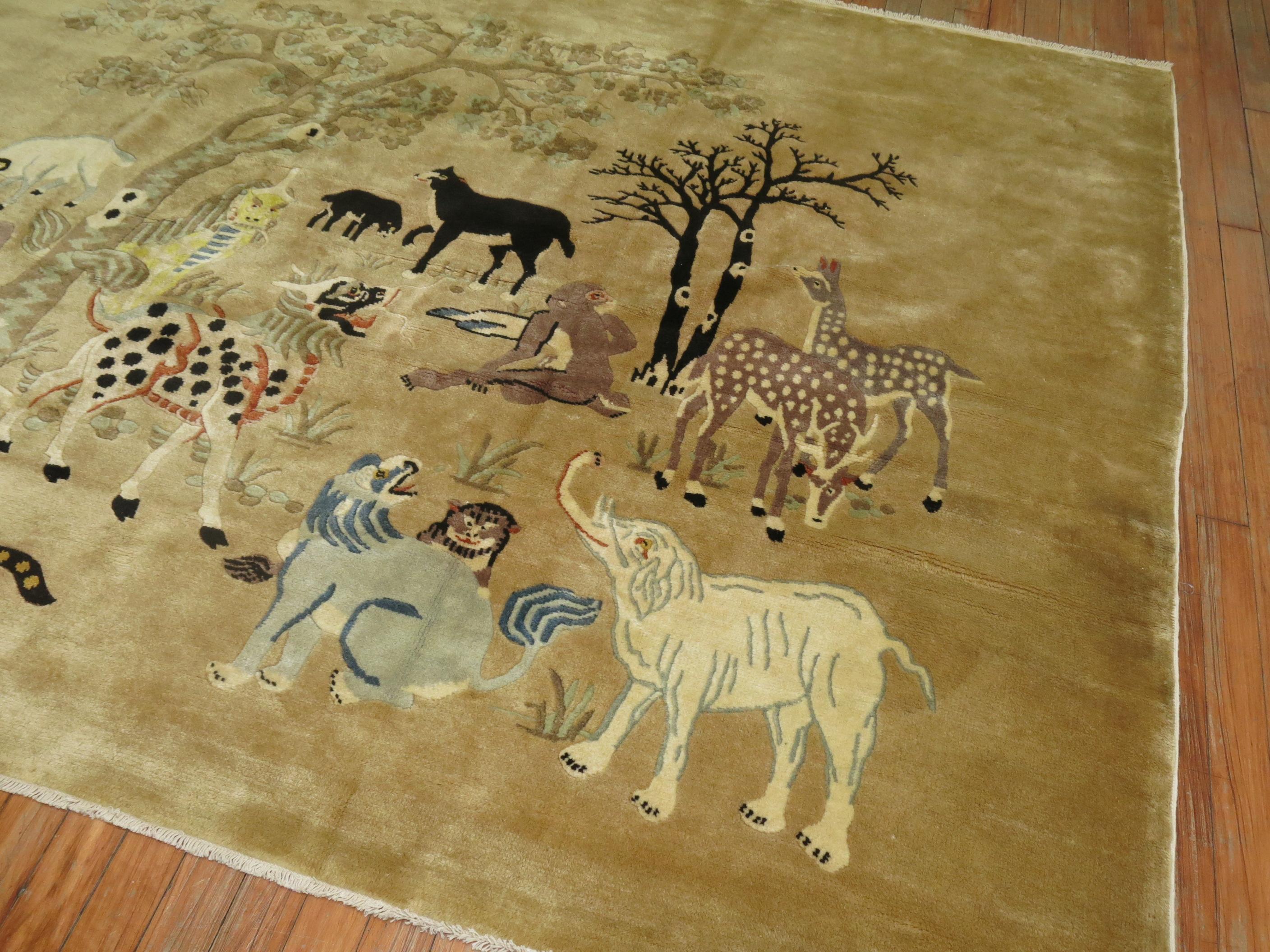 Hand-Woven Wild Safari Pictorial Chinese Rug