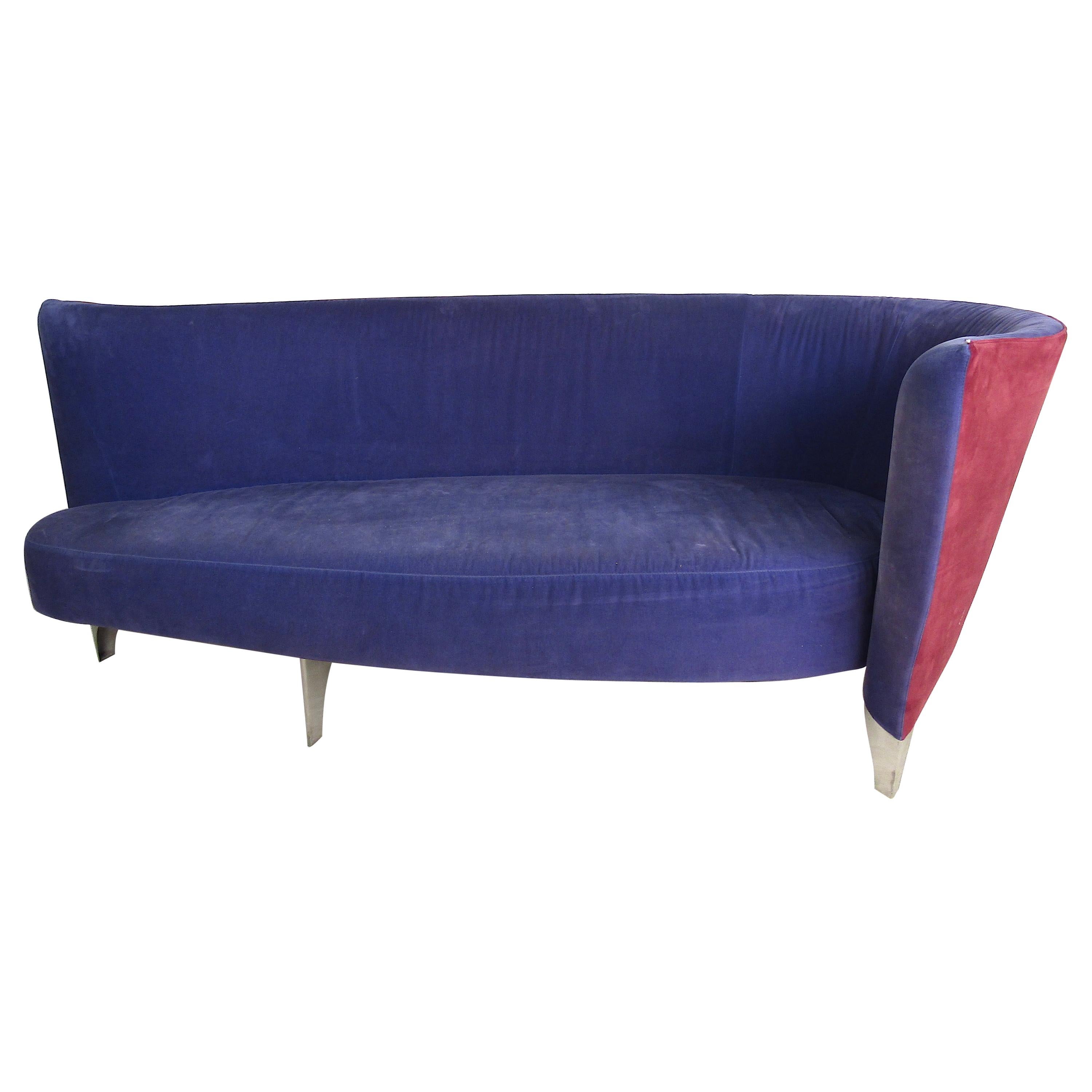 Wild Sculpted Two-Tone Italian Sofa/Daybed with Metal Legs