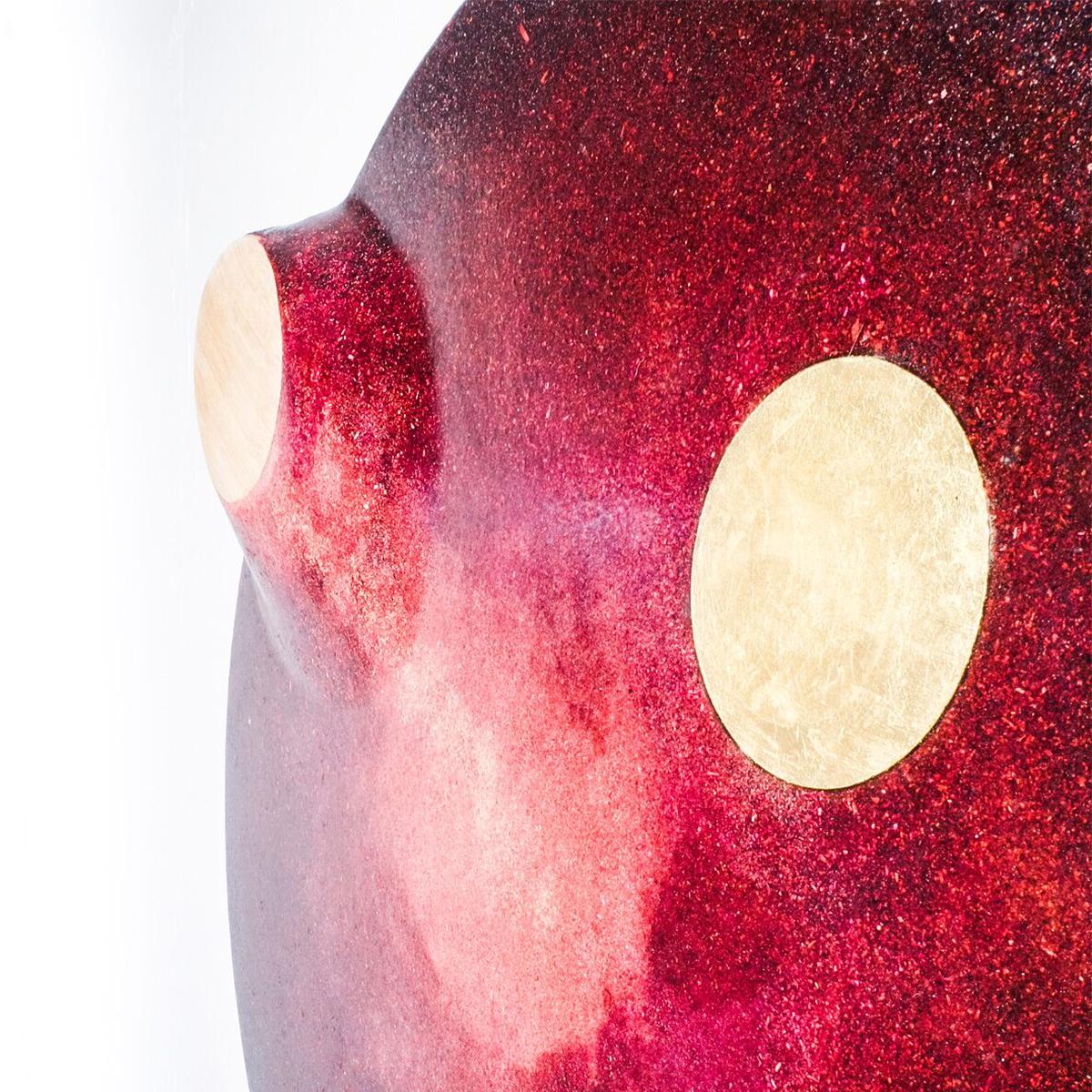 Modern Wild Guilded Copper Leaf  Pigmented Sawdust Infused Resin Wood Wall Sculpture For Sale