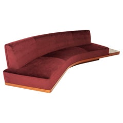WILD SIDE Curved Red Wine Sofa with Giraffe-Inlaid Low Table by Lorenza Bozzoli