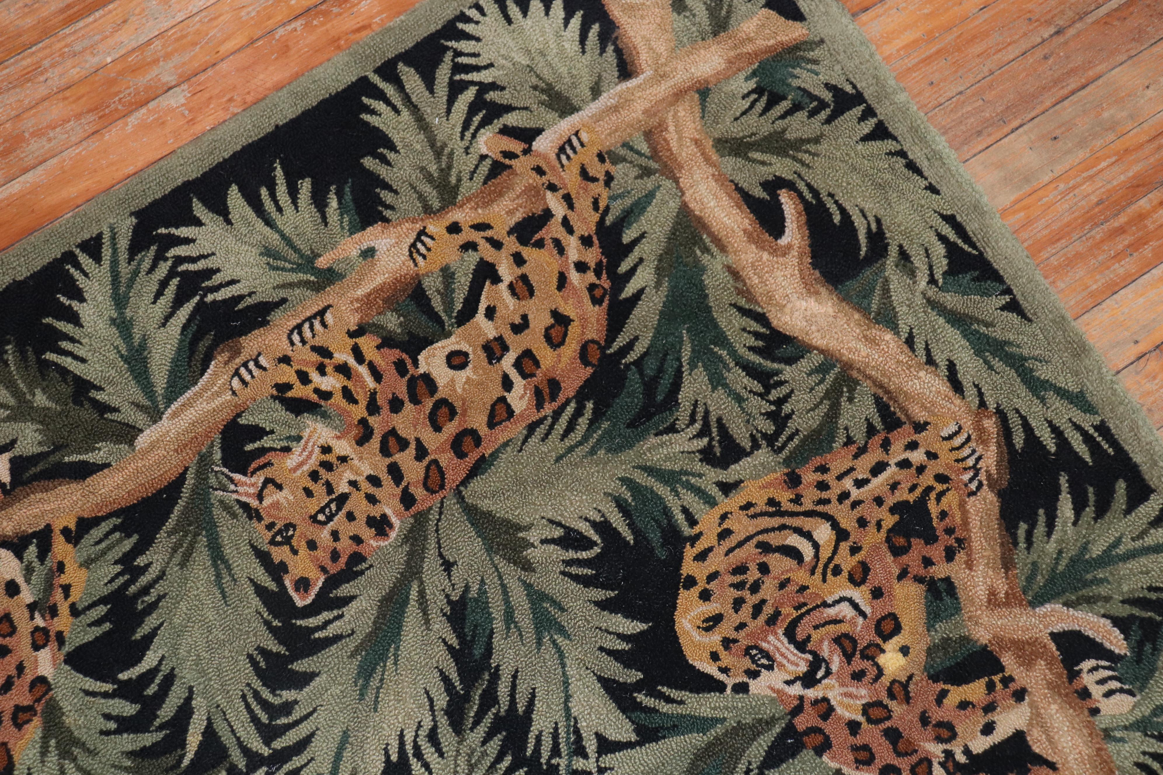 Black Forest Wild Vietnamese Cheetah Hooked Rug For Sale