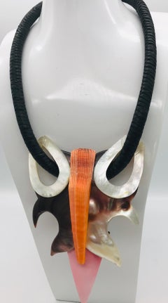 Wild vintage , brown/black  Nacre . Conch , Lions Paw, Pendant  by Sylvia Gottwald