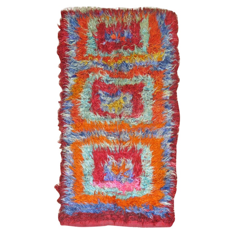 Wild Vintage Turkish Tulu Bohemian Shag Rug For Sale at 1stDibs