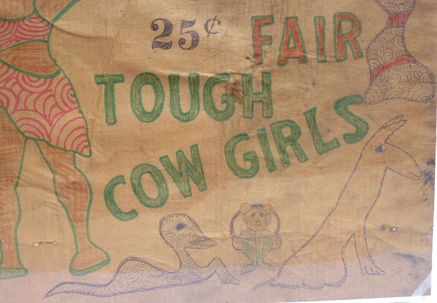 Late 20th Century Wild West-Tough Cowgirls by the Outsider Artist Lewis Smith Crayon, Ink, Marker For Sale