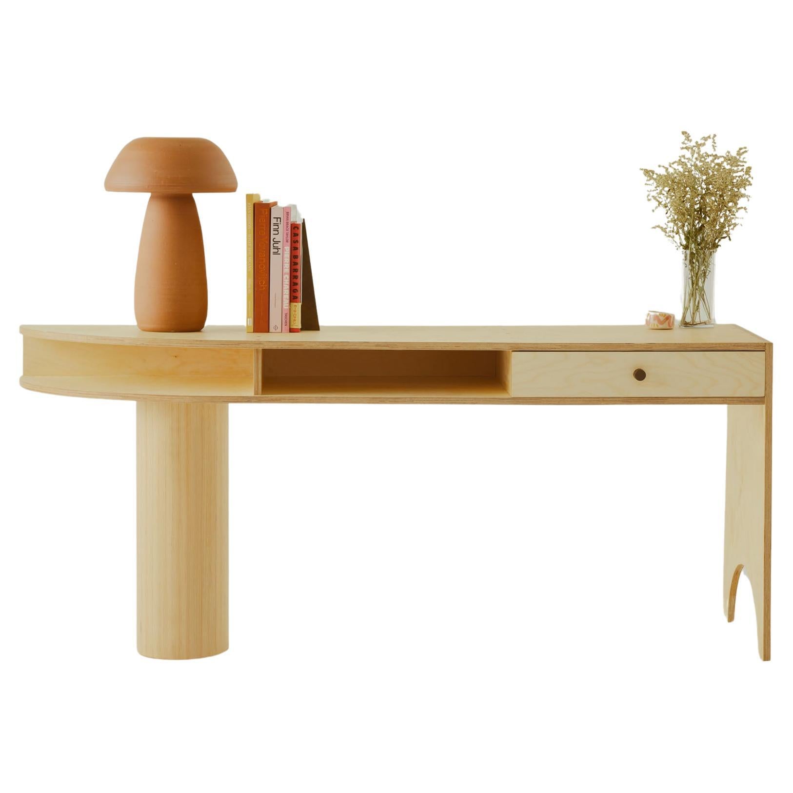 Wild Willy's Woodshop Contemporary Curved Birch Pillar Desk For Sale