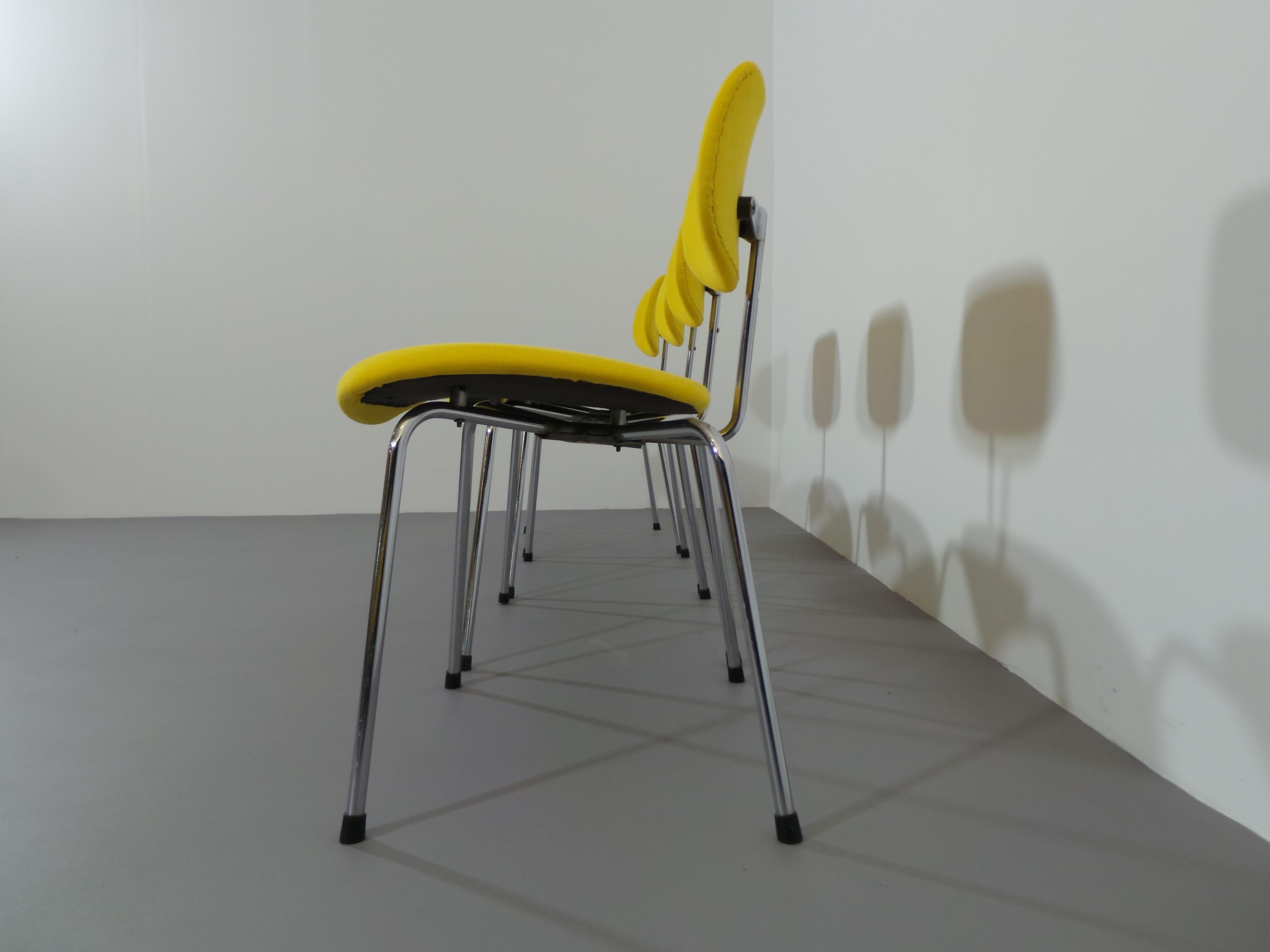 20th Century Wilde & Spieth Four Chairs Model Se 68 by Egon Eiermann in Yellow Fabric For Sale