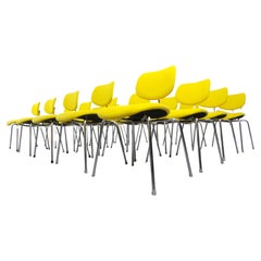 Wilde & Spieth Four Chairs Model Se 68 by Egon Eiermann in Yellow Fabric
