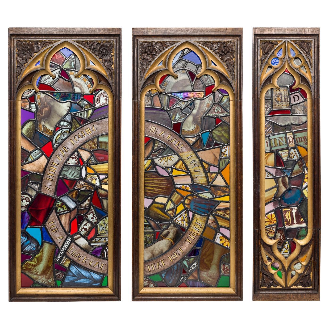 ‘Wilde Trilogy’ Stained Glass Triptych By Tom Spencer For Sale