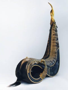 Wildebeest Armchair with Zebu Horns