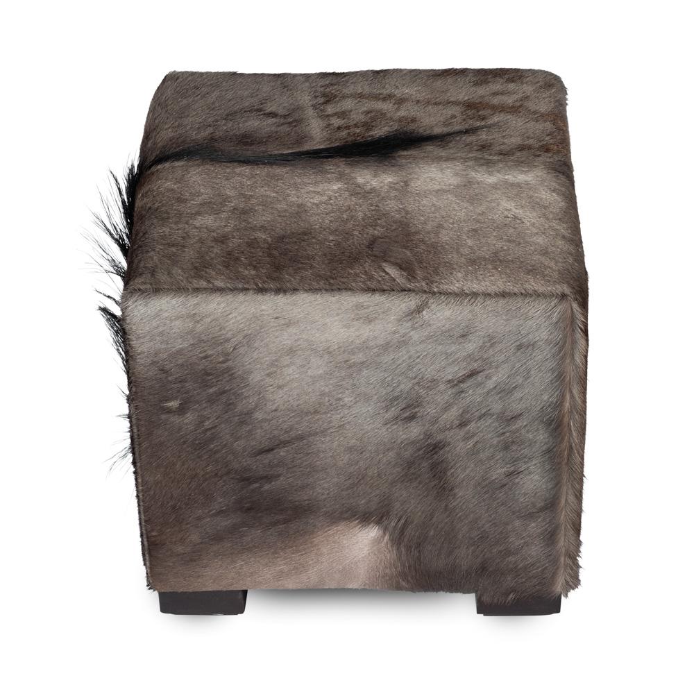 South African Wildebeest Hide Cube Ottoman For Sale
