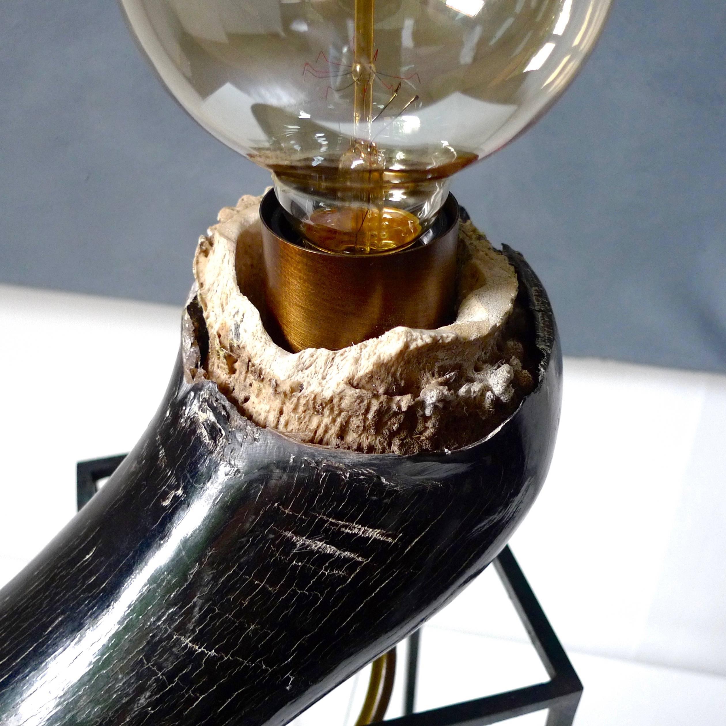 Post-Modern Wildebeest Horn Table Lamp, Sander Bottinga For Sale