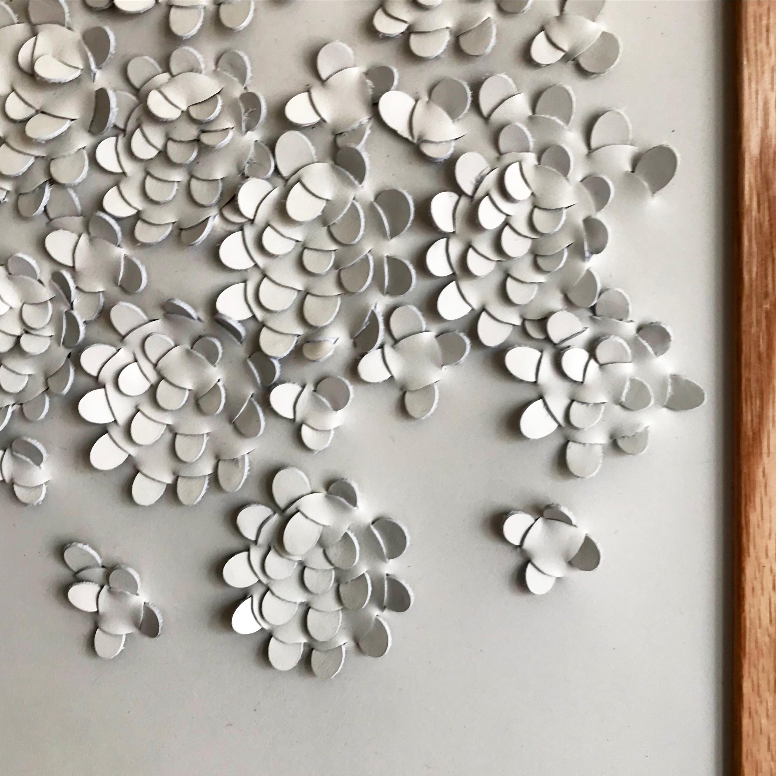 British Wildflower: A Piece of 3D Sculptural Cream Leather Wall Art For Sale
