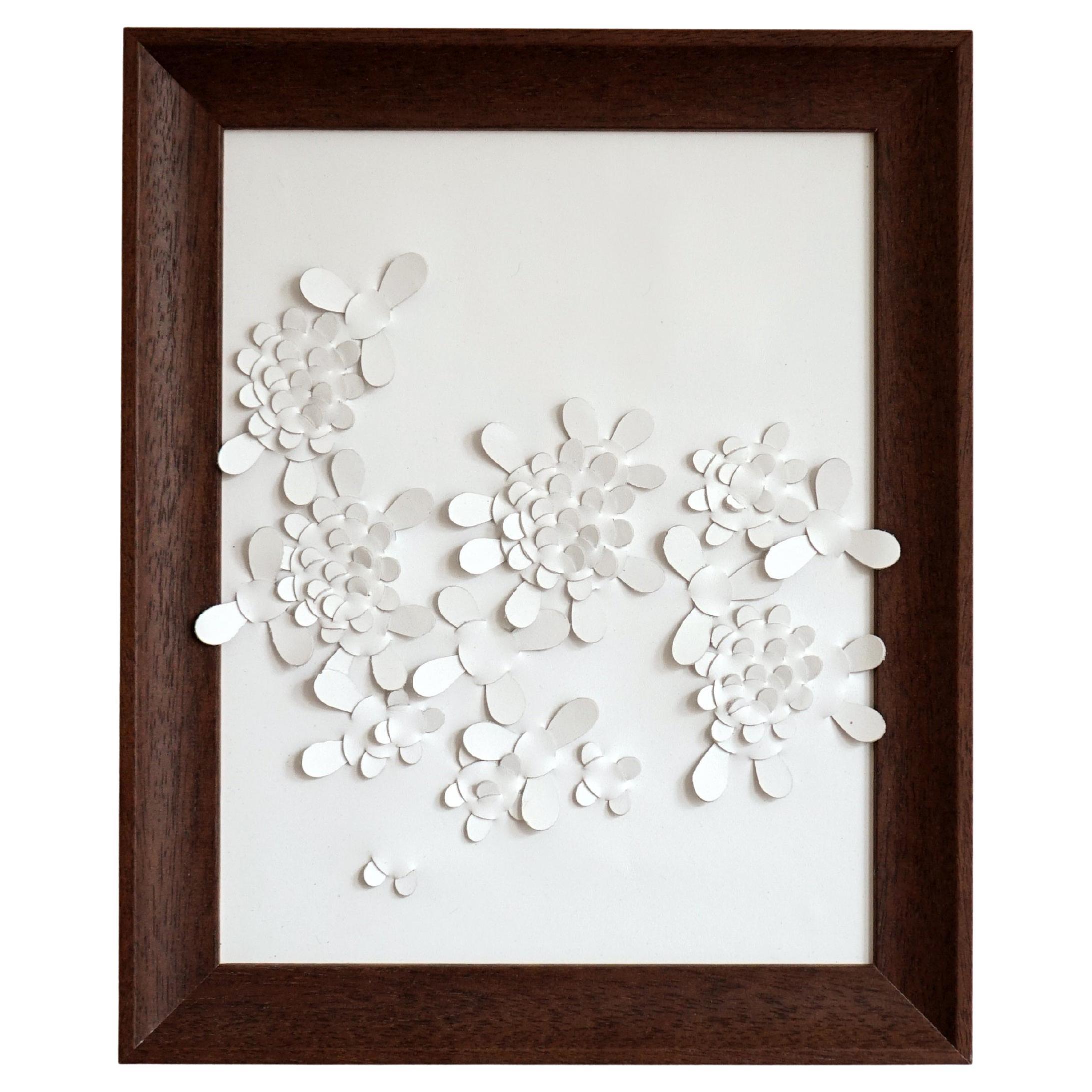 Wildflower: A Piece of 3D Sculptural White Leather Wall Art