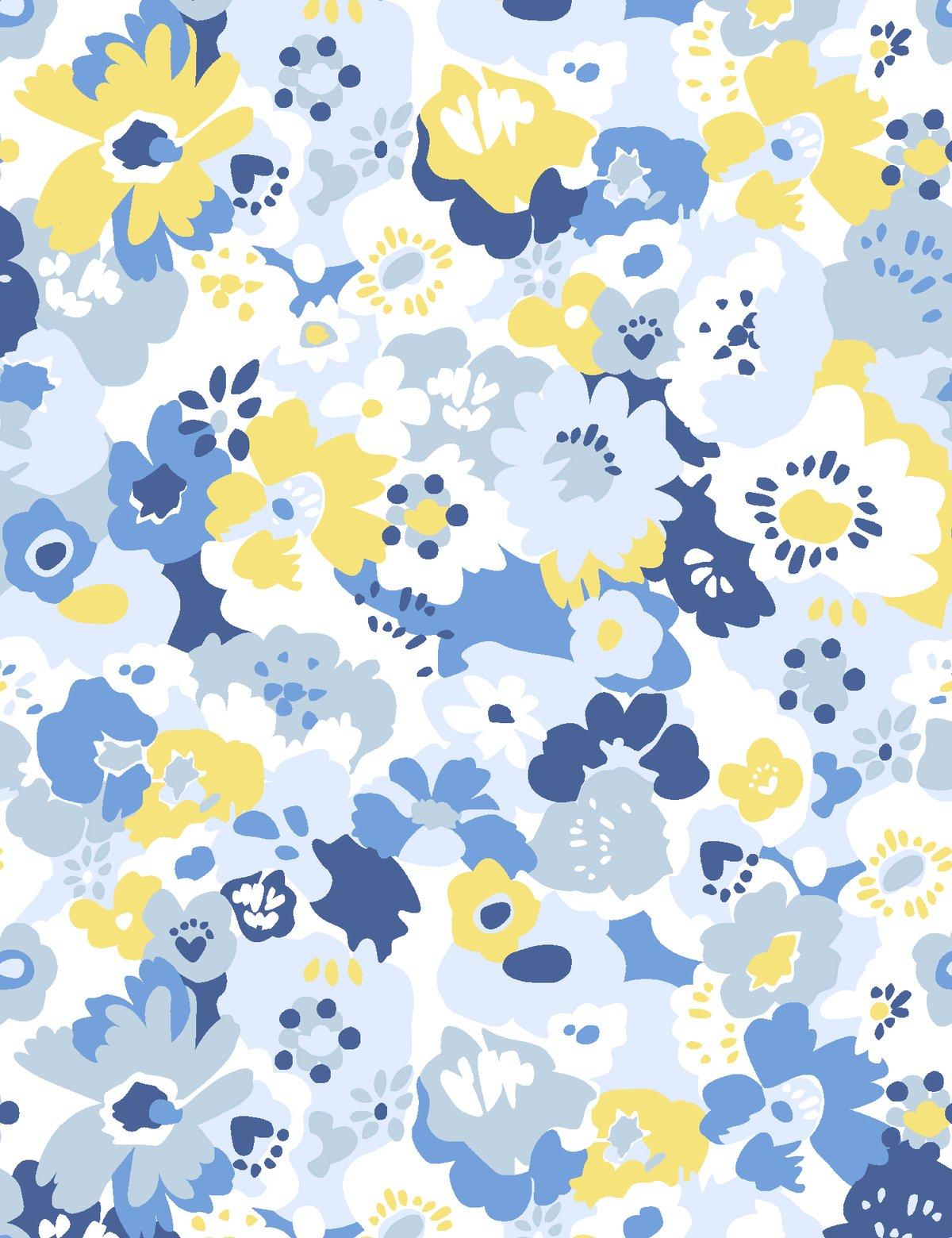 blue white and yellow wallpaper