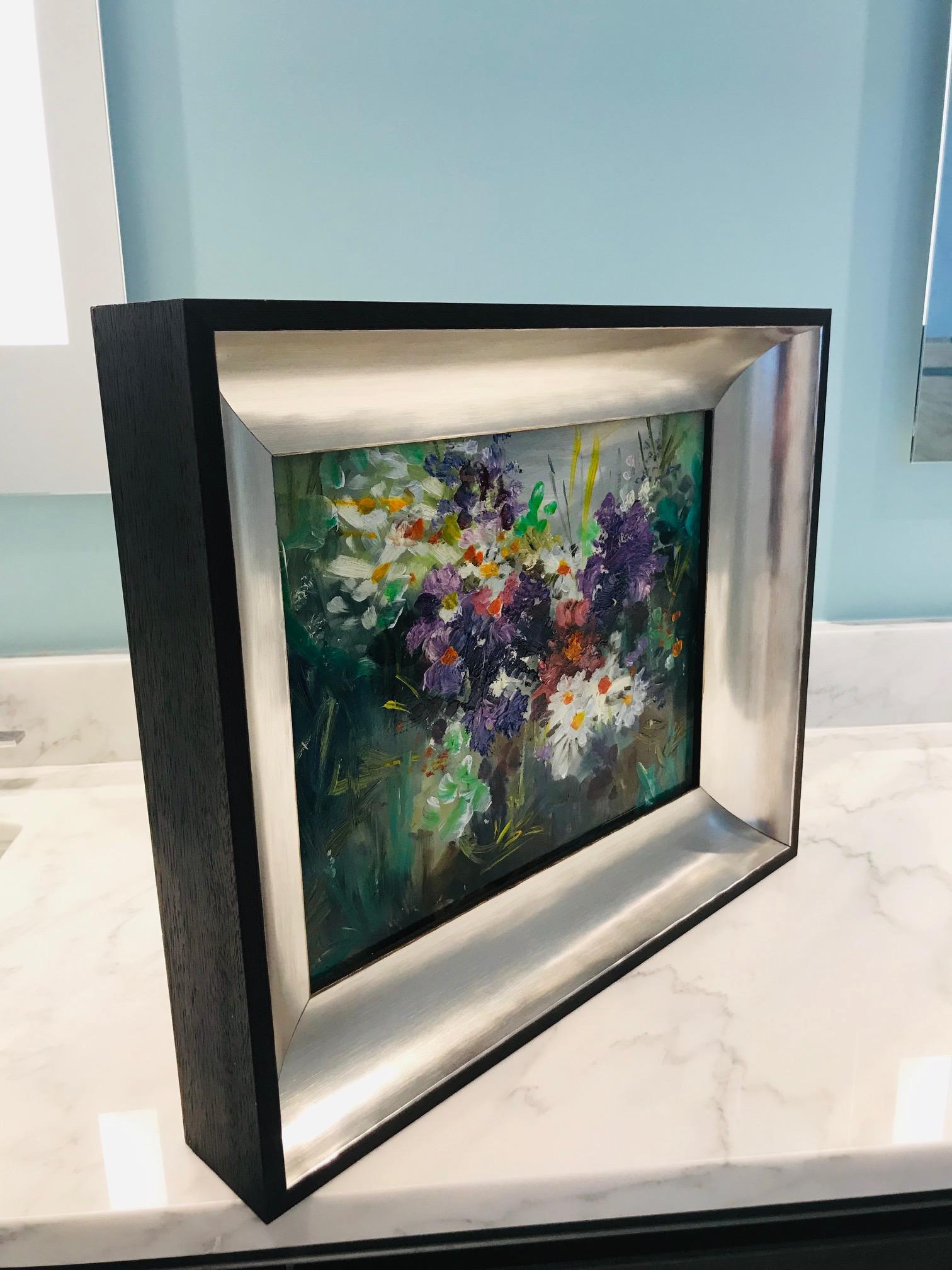 American Wildflowers Impressionist Still Life Painting in Custom Frame by John Reilly