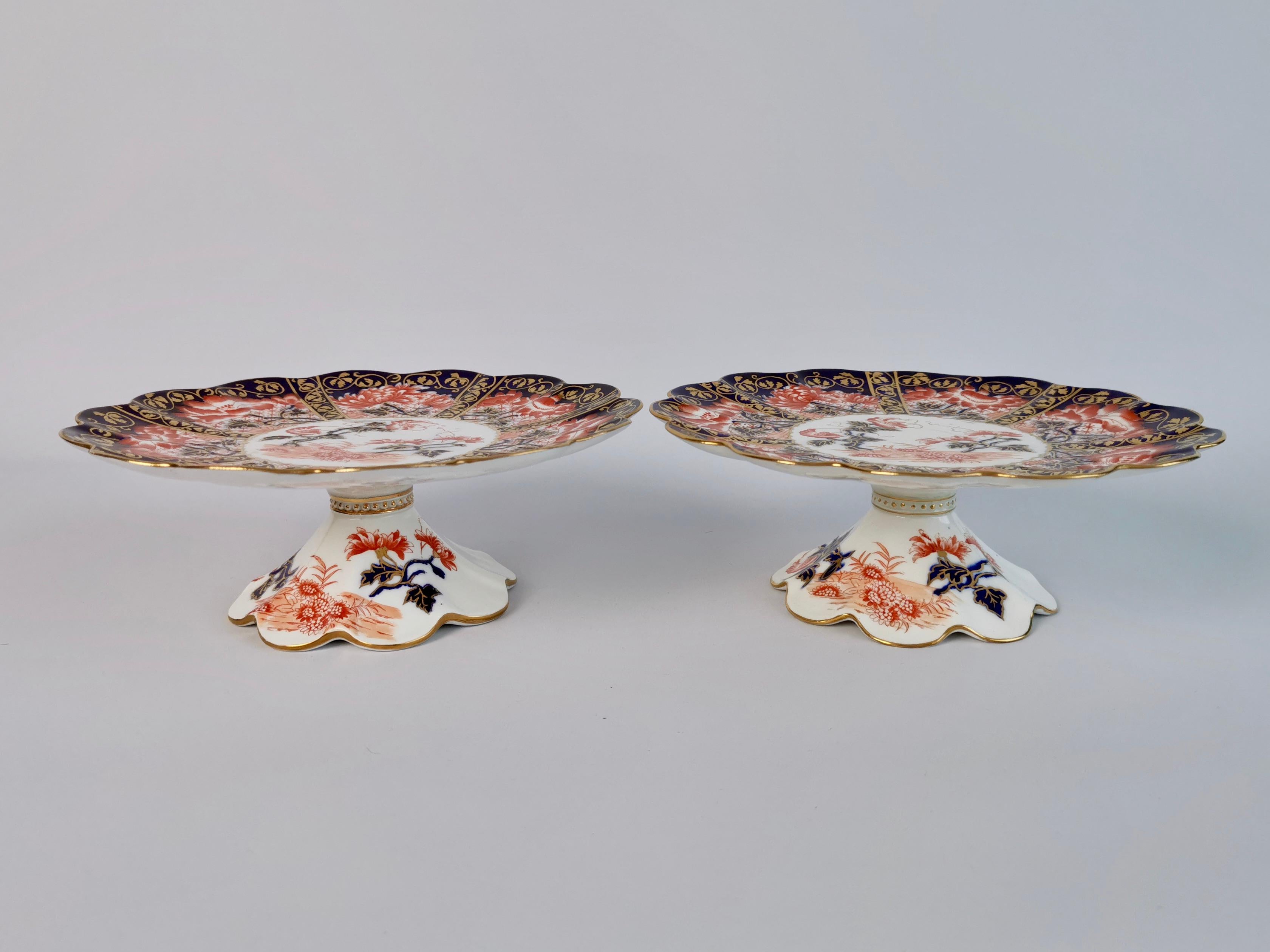 Porcelain Wileman Dessert Service, Art Nouveau Japan Patt, 6664, 1895-1914