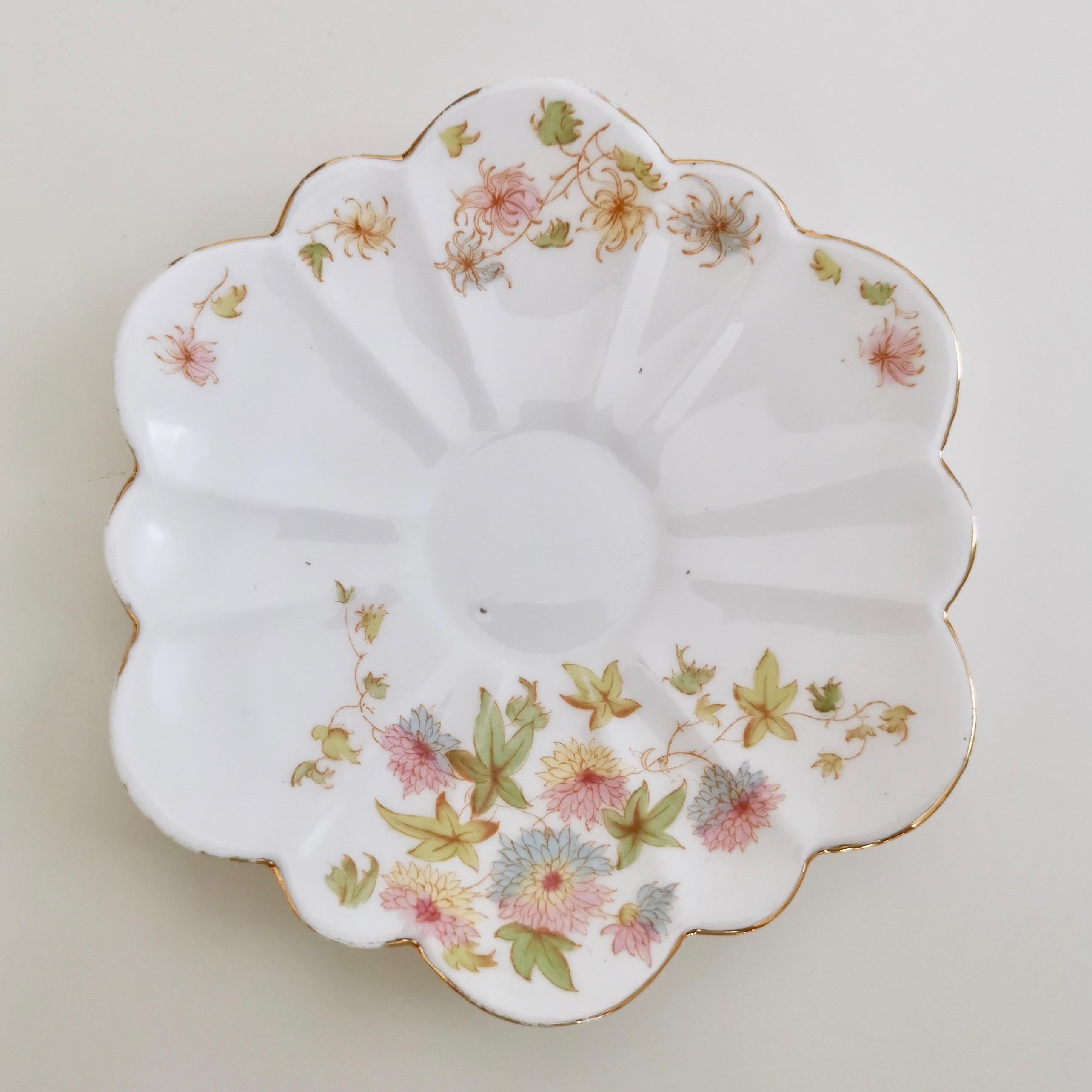 Late 19th Century Wileman Porcelain Tea Set, Chrysanthemum, Pastel Colors, Art Nouveau, 1896