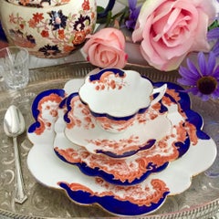 Wileman Porcelain Teacup Quartet, Japanese Buttercup Imari, Art Nouveau, 1902