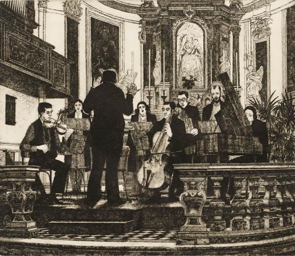 Wilfred Fairclough (1907-1996) - 1995 Radierung, Das Konzert im Angebot 1