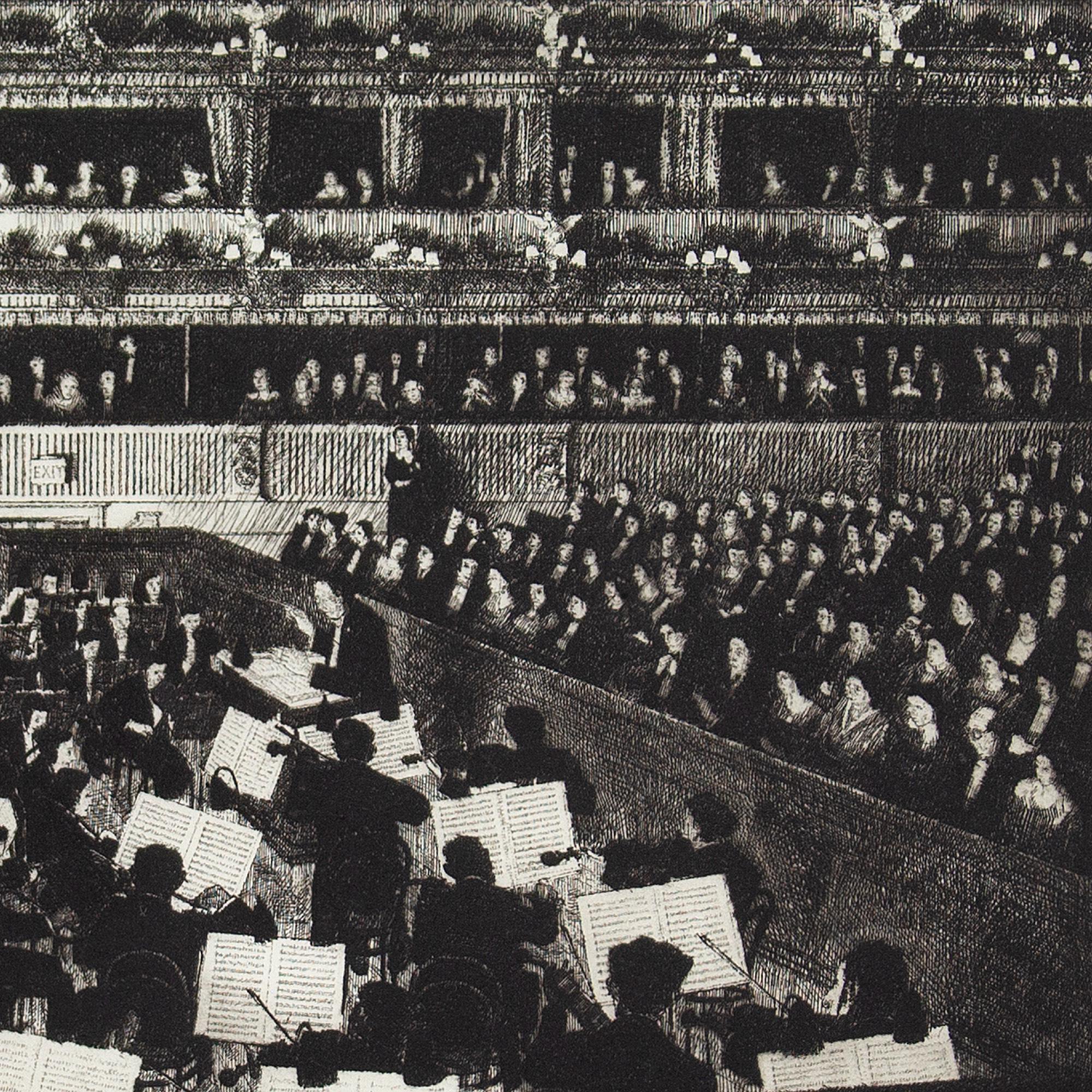 Wilfred Fairclough, Orchestra At The Royal Opera House, Etching 5