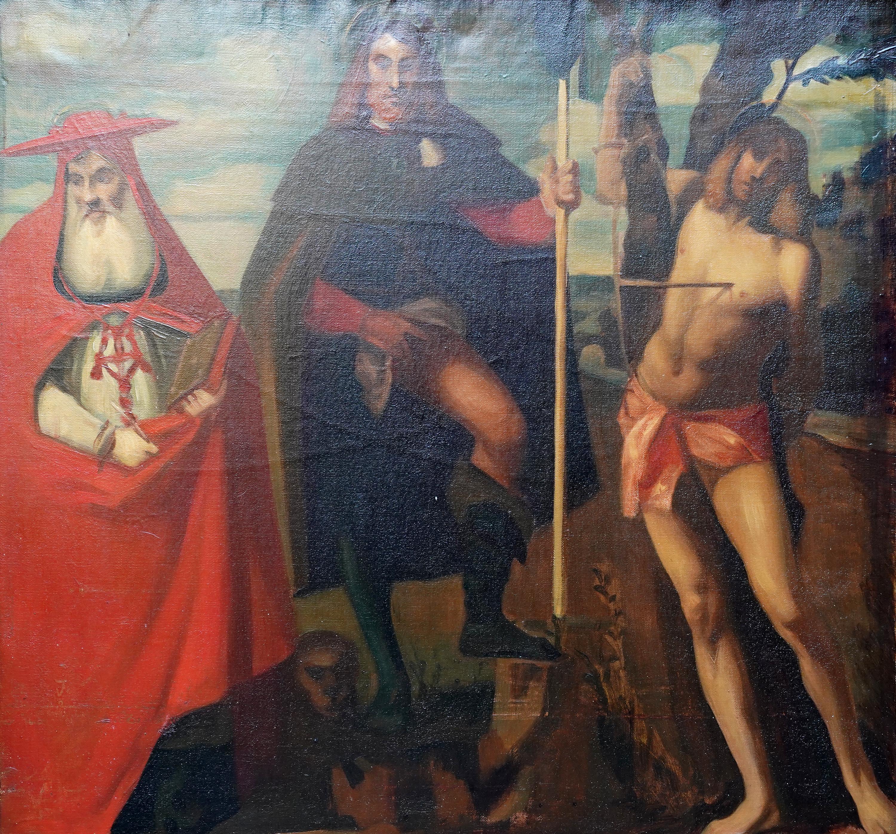 San Rocco con San Girolamo e San Sebastiano - Quadro ad olio britannico del periodo edoardiano in vendita 6