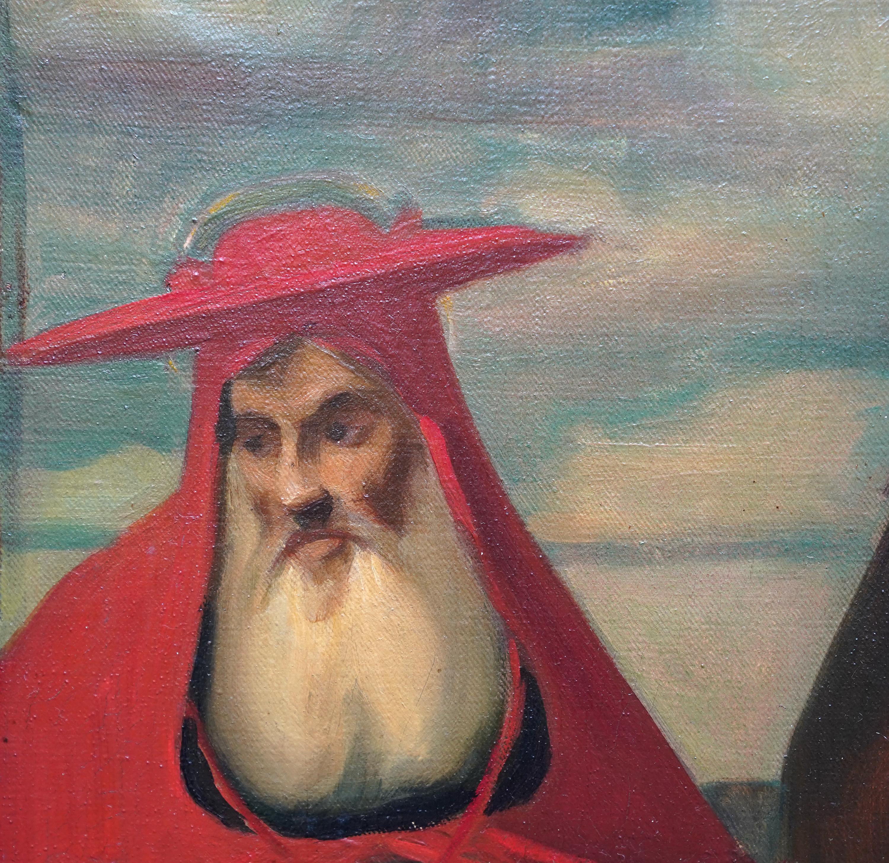 San Rocco con San Girolamo e San Sebastiano - Quadro ad olio britannico del periodo edoardiano in vendita 1