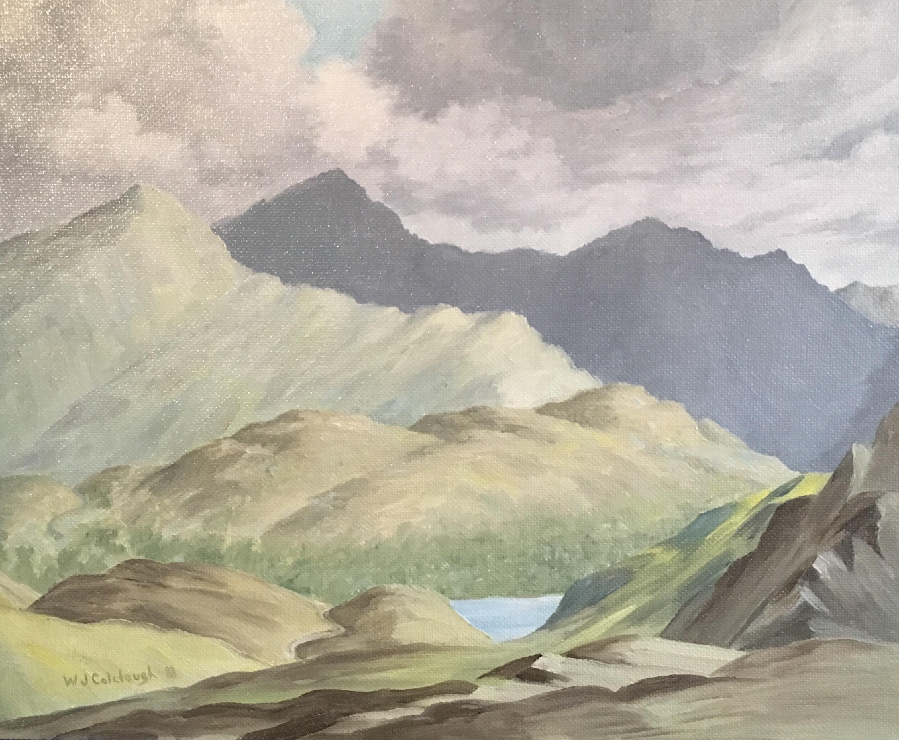 "Cime di Snowdon" Paesaggio gallese impressionista Pittura a olio originale firmata