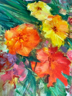 Flower field - Acrylic on canvas, Semi-Abstract Painting, 21st Century by Wilfred
