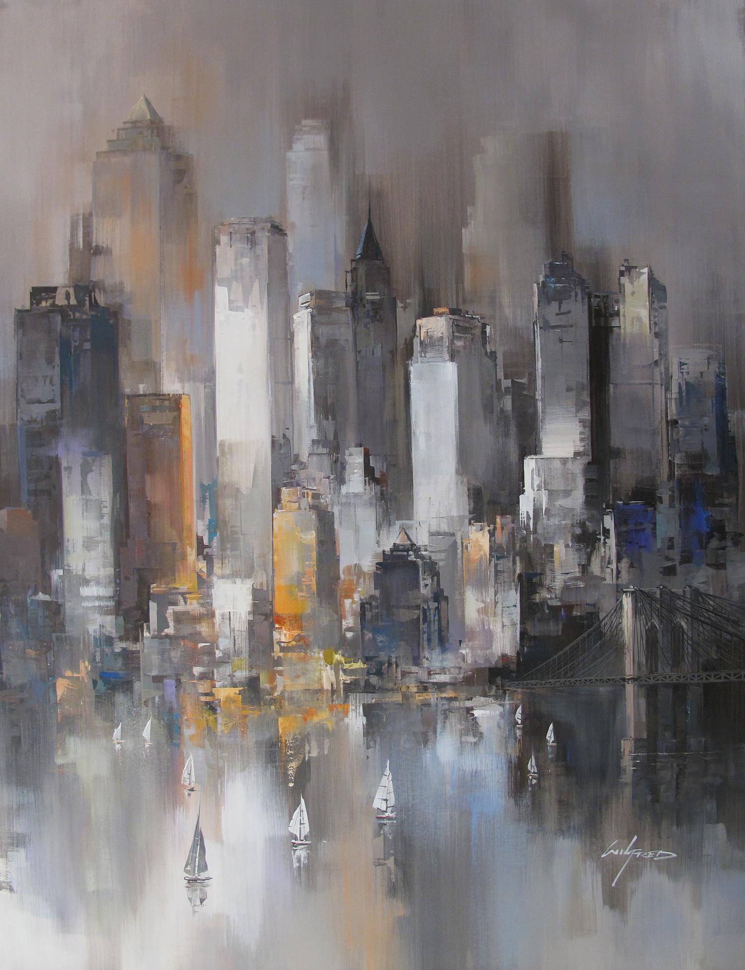 Abstract Painting Wilfred Lang - New York Heights - Acrylique sur toile, Peinture abstraite, 21ème siècle par Wilfred