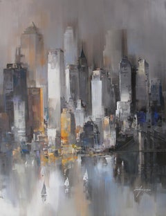 New York Heights - Acrylique sur toile, Peinture abstraite, 21ème siècle par Wilfred