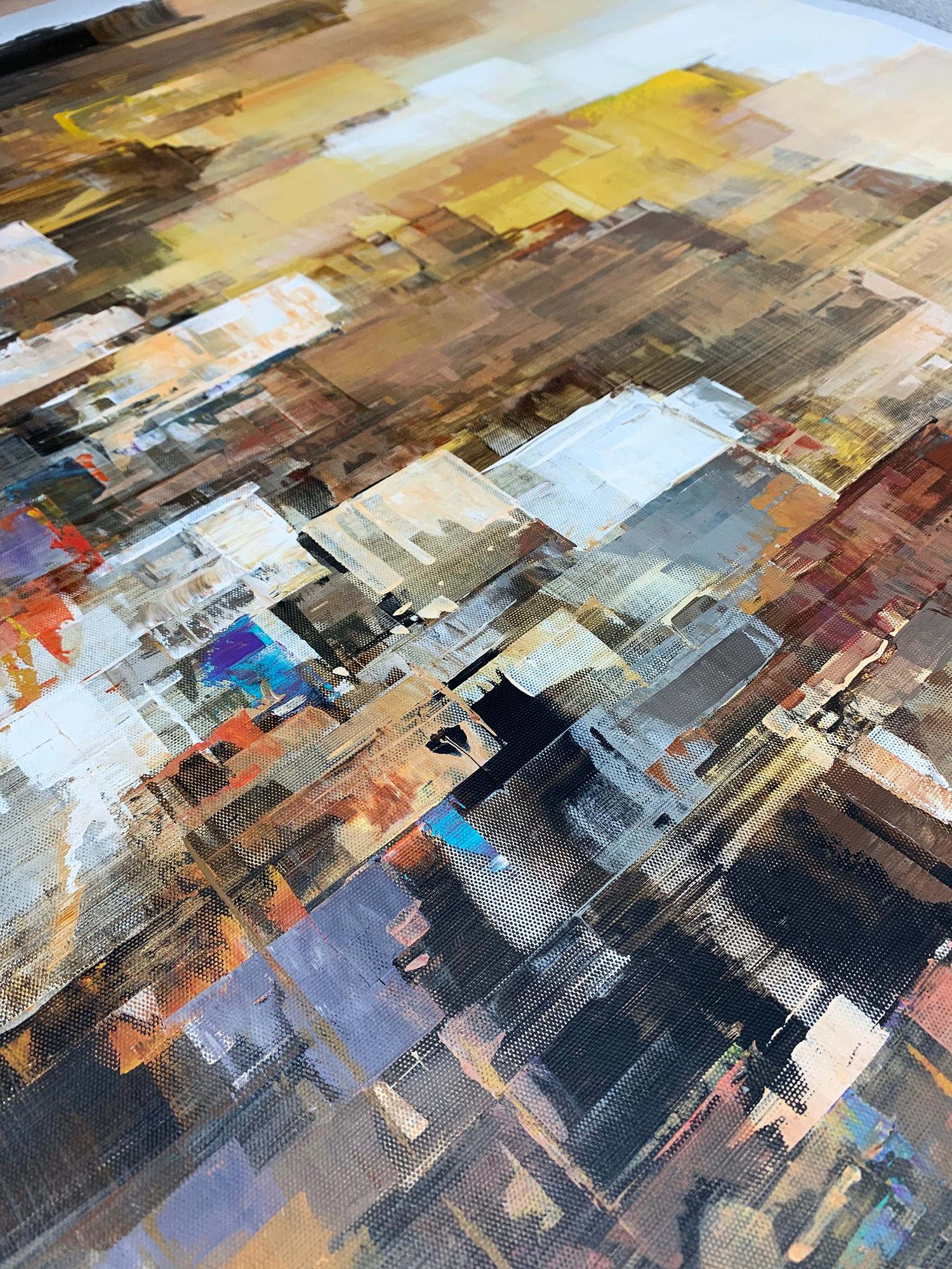 New York Sunset - Acrylic on canvas, Abstract Painting, 21st Century by Wilfred For Sale 2