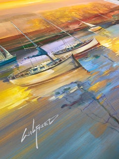 Sunset - Acrylic on canvas, Semi-Abstract Painting, 21st Century by Wilfred
