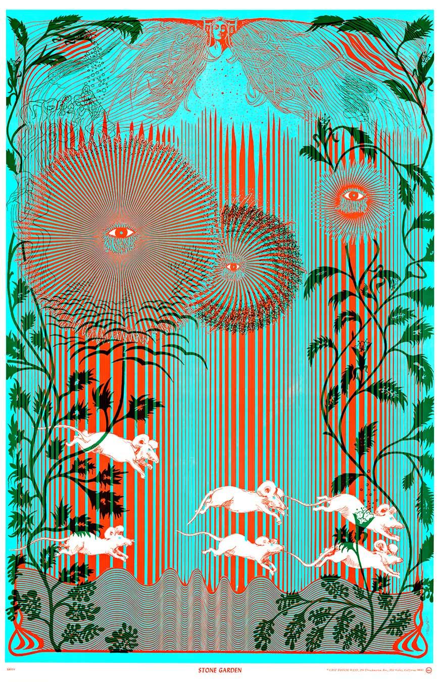 Abstract Print Wilfred Satty - A Stone Art - affiche vintage psychédélique pop-art des années 1960