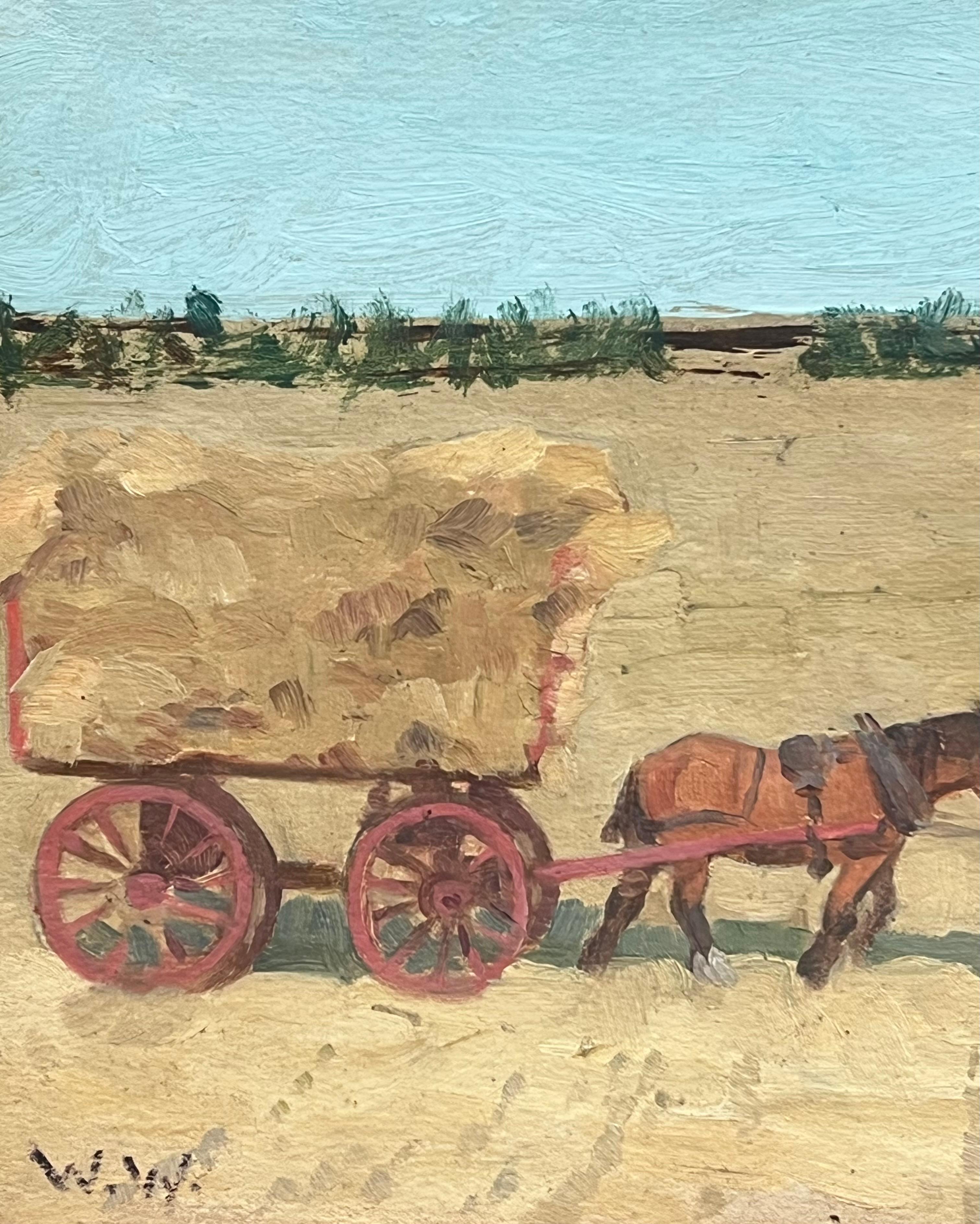 The Haycart Mitte des 20. Jahrhunderts English Impressionist Signiert Ölgemälde (Post-Impressionismus), Painting, von Wilfred Wilson